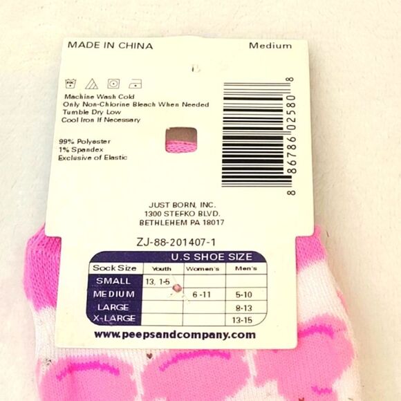 Just Born Peeps Socks Pink Chicks Womens Medium 6-11 Easter Novelty New OOS - Picture 4 of 4